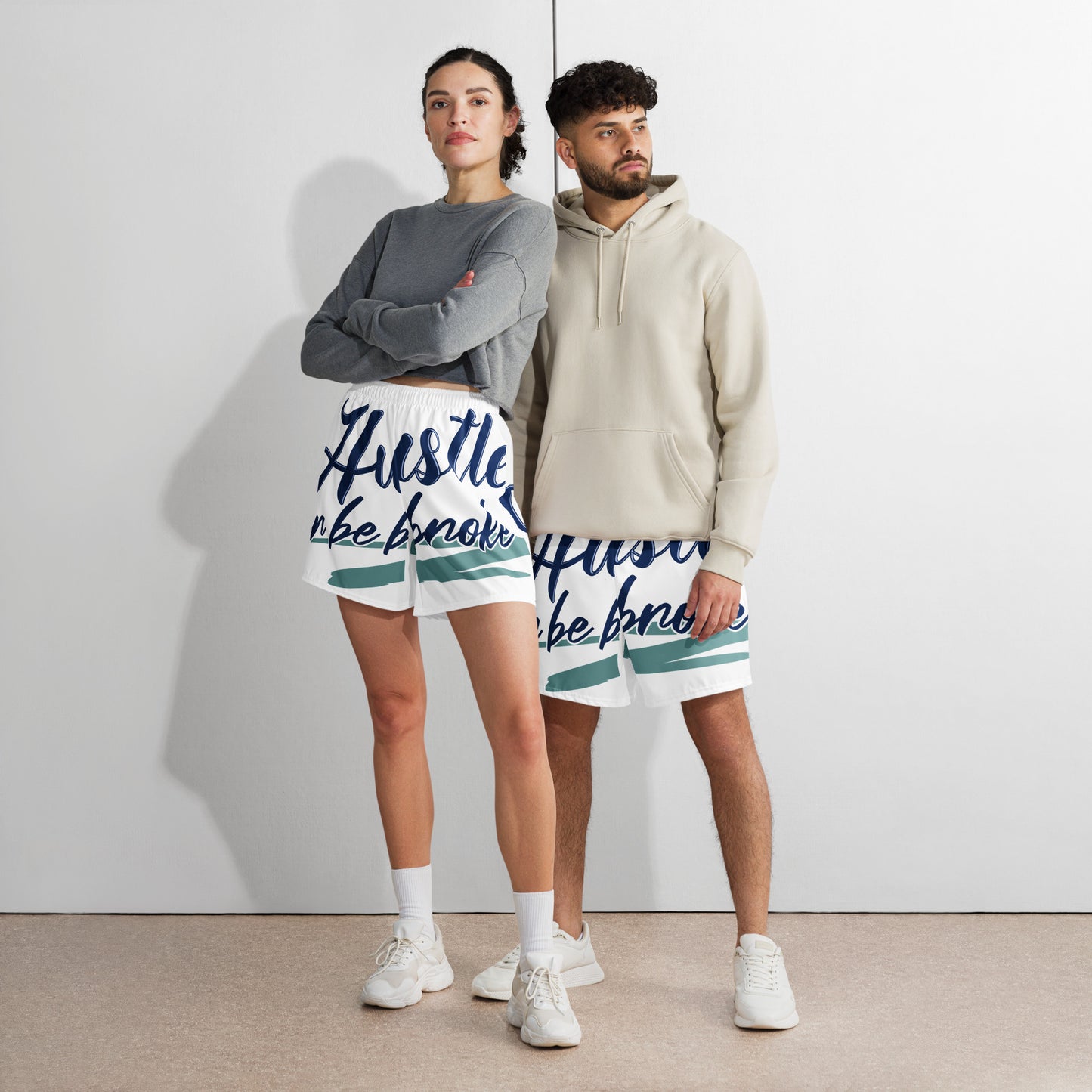 Hustle On All-Over Print Unisex Athletic Long Shorts