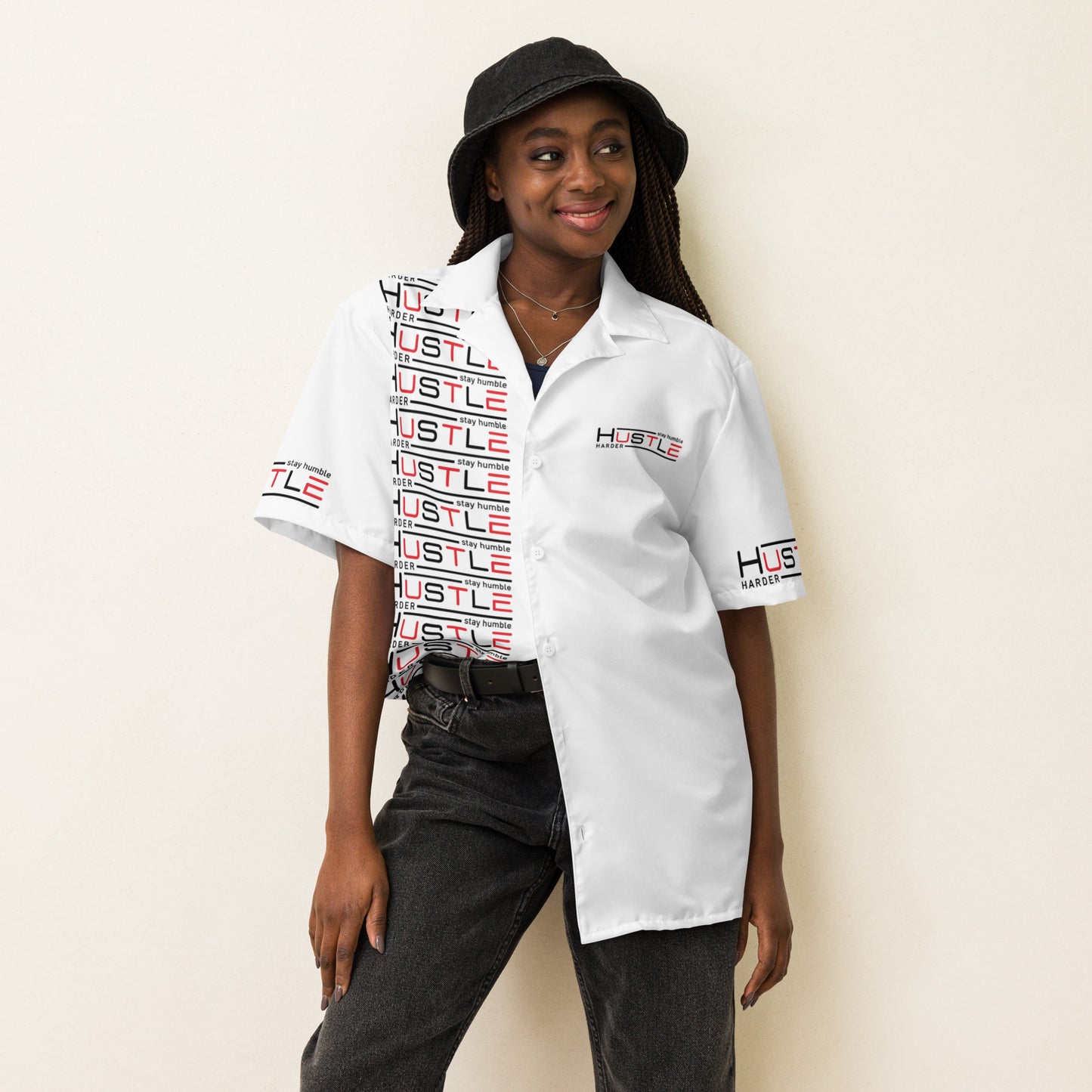 Hustle Hard Unisex button shirt