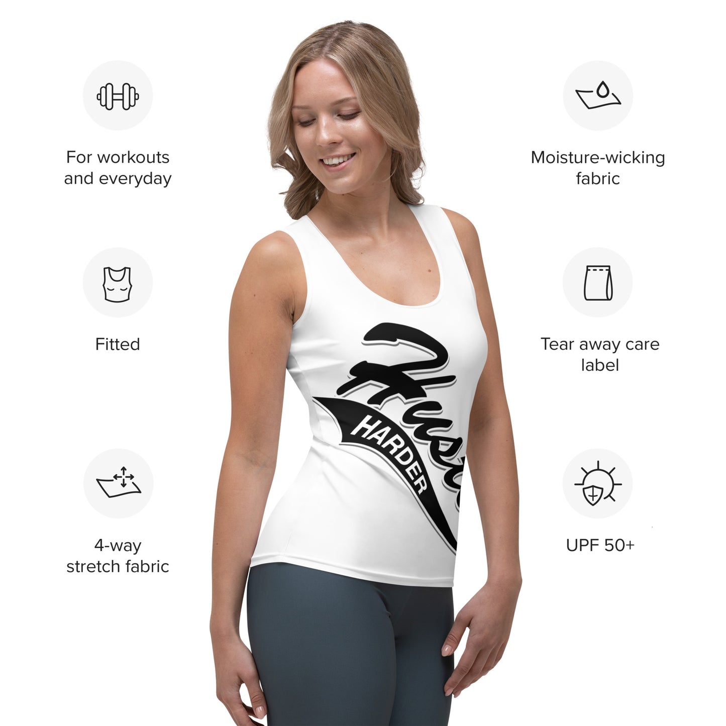 Hustle Harder Sublimation Cut & Sew Tank Top