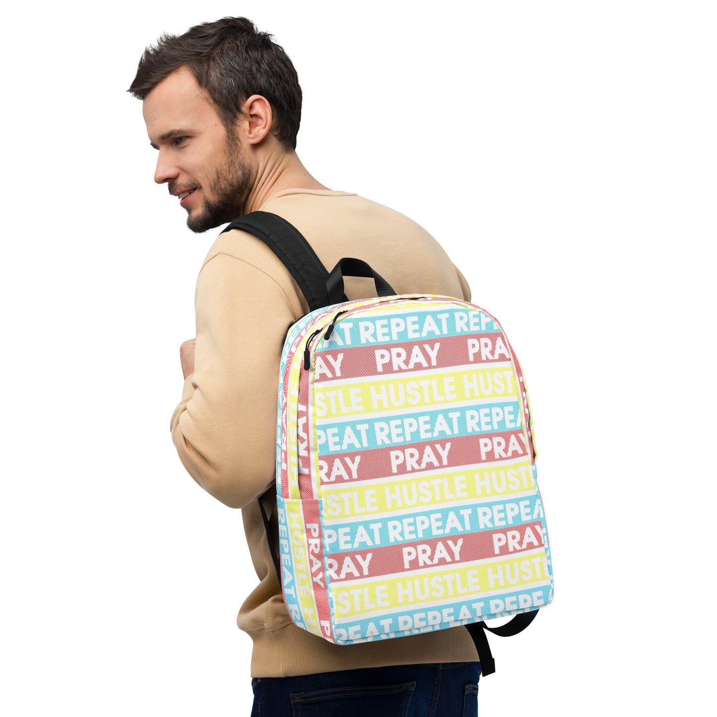 Pray, Hustle, Repeat Minimalist Backpack