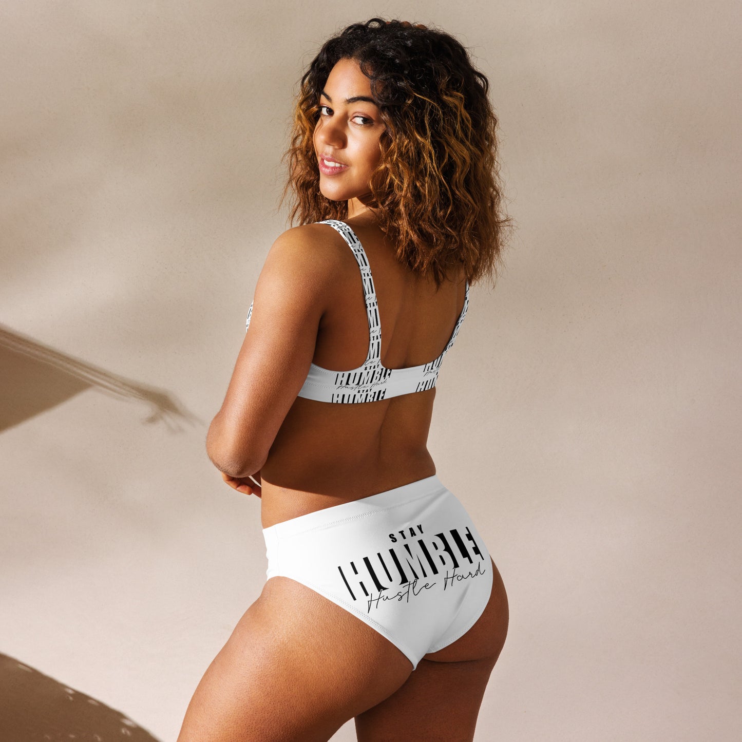 Hustle Harder Recycled high-waisted bikini