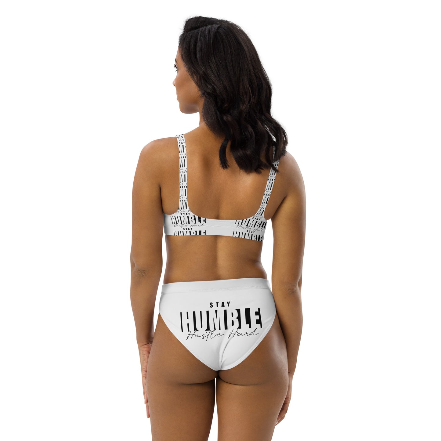Hustle Harder Recycled high-waisted bikini
