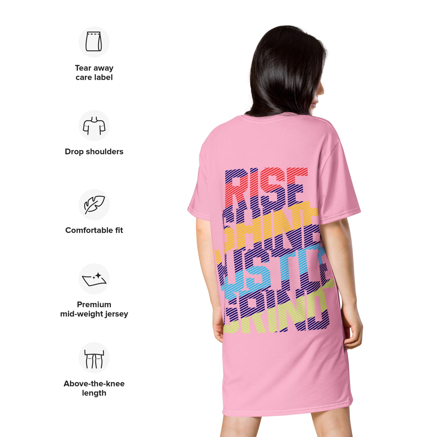 Rise, Hustle, Grind, Repeat T-shirt dress