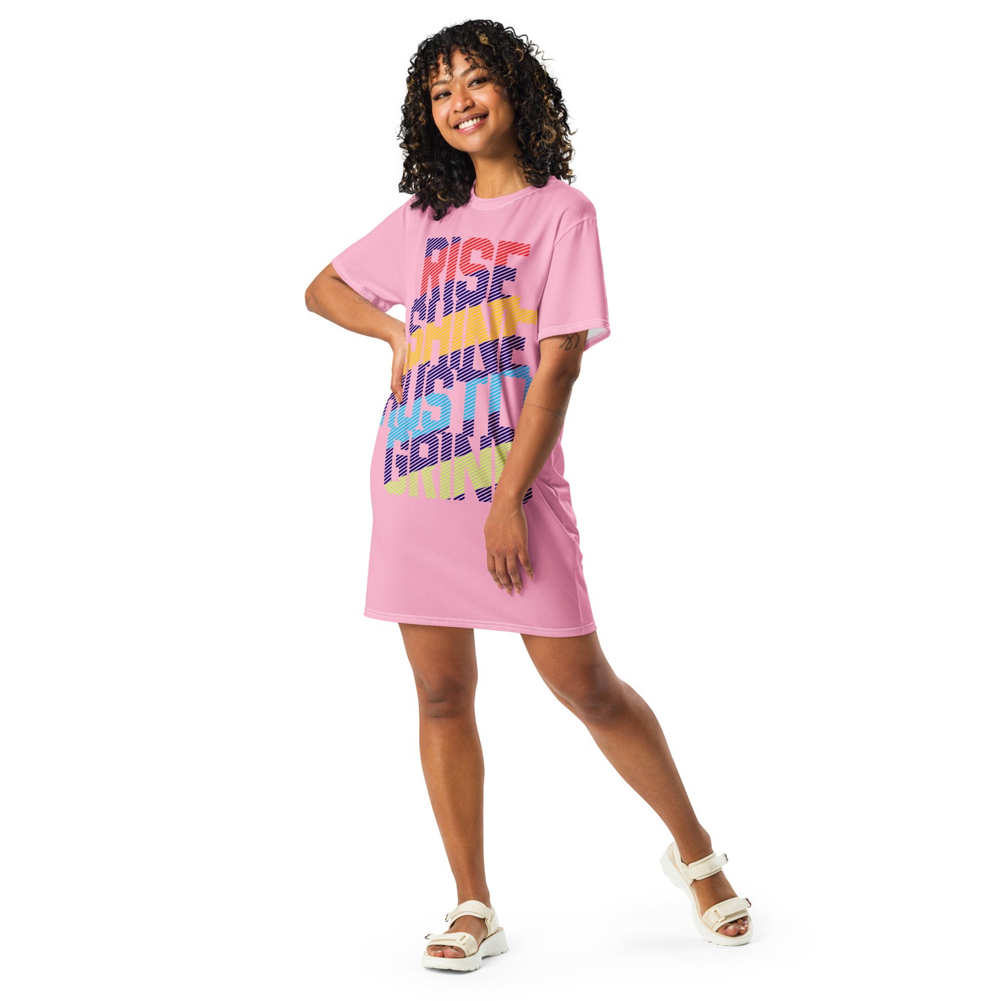 Rise, Hustle, Grind, Repeat T-shirt dress
