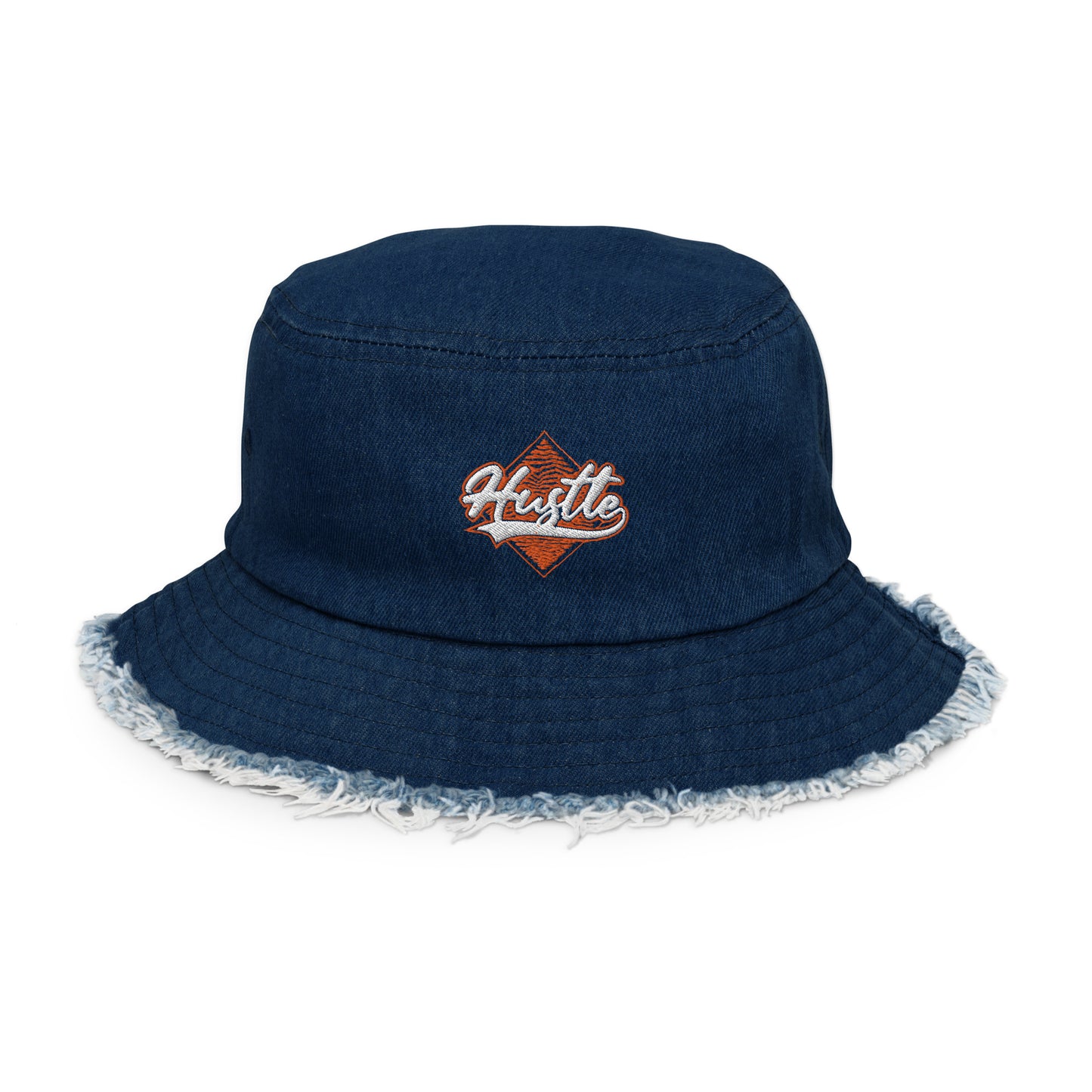 Hustle Distressed denim bucket hat